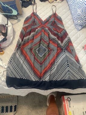 American Eagle Outfitters Multi-Color Geometric Print Strappy Dress
